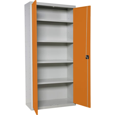 Armario metálico SIMONLOCKER de 4 estantes (180x60x40cm) GRIS Y NARANJA