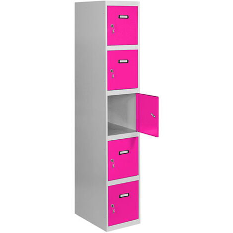 Armario Taquilla SIMON LOCKER Profesional dism.5 puerta 1/5 400 in Gris/Rosa (1/4)