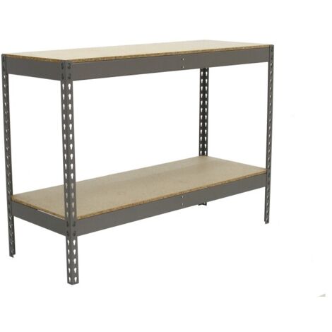 Estantería metálica sin tornillos SIMONRACK de 2 estantes (90x120x60cm) GRIS Y MADERA (1/6)
