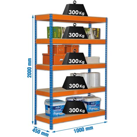 Estantería BRICOFORTE 1004-5 chipboard azul/naranja/madera (1/2)