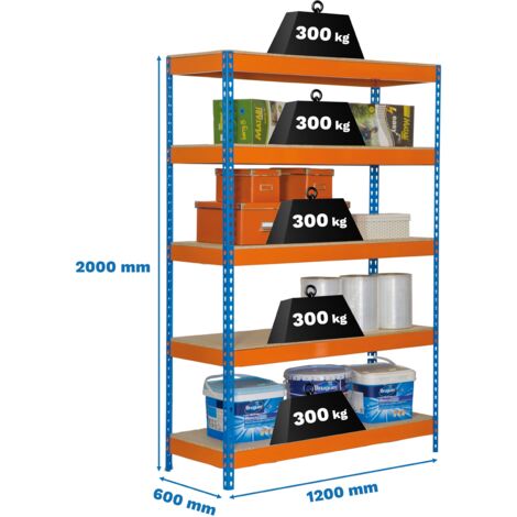Estantería BRICOFORTE 1206-5 chipboard azul/naranja/madera (1/2)