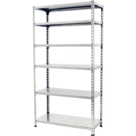 Estantería metálica sin tornillos SIMONCLICK de 6 estantes (250x100x30cm) GALVANIZADO