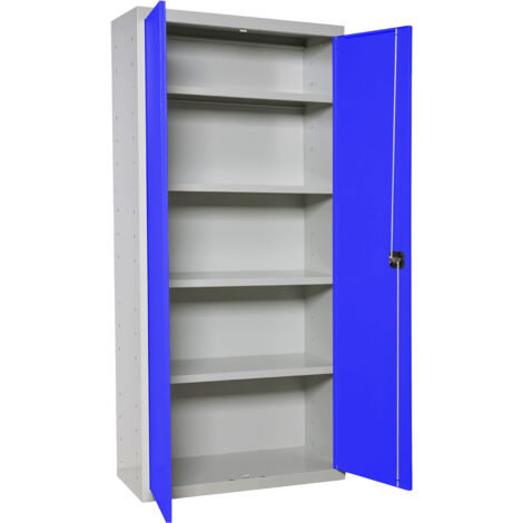 Armario metálico SIMONLOCKER de 4 estantes (180x60x40cm) GRIS Y AZUL