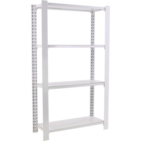 Estantería metálica sin tornillos OFFICLICK de 4 estantes (150x90x40cm) BLANCO