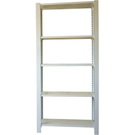 Estantería metálica sin tornillos OFFICLICK de 5 estantes (210x90x40cm) BLANCO