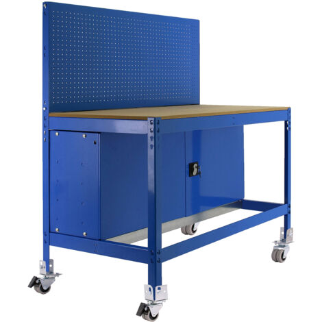 Mesa de Trabajo SIMONWORK con Ruedas BT 2 cabinet 1200 azul/madera