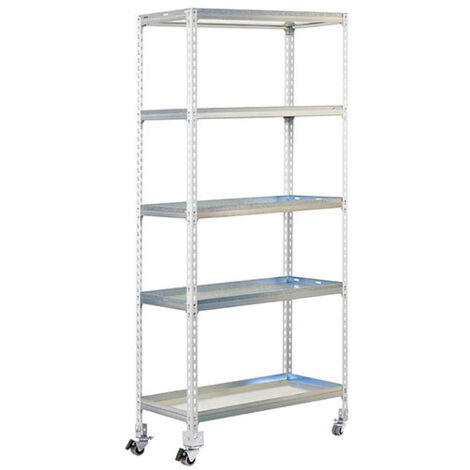 Estantería metálica sin tornillos SIMON GARDEN de 5 estantes (187,5x90x50cm) BLANCO Y GALVANIZADO