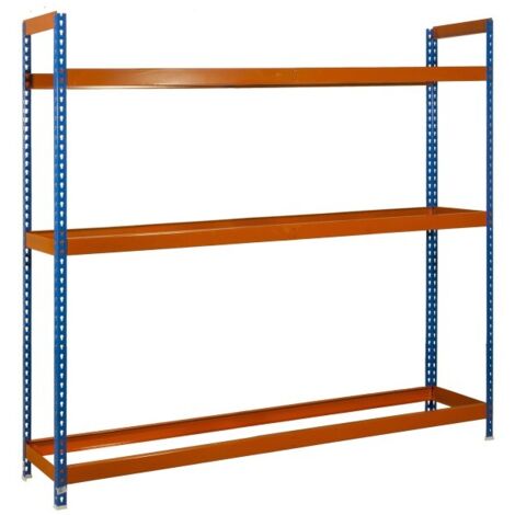 Estantería metálica sin tornillos SIMONAUTO de 3 estantes (200x150x45cm) AZUL Y NARANJA