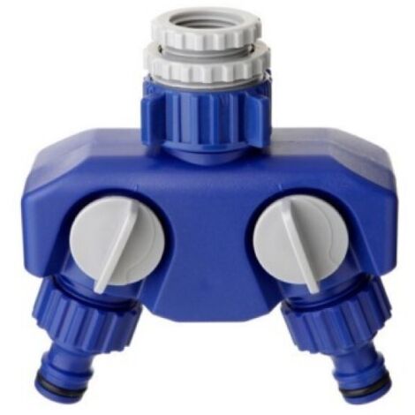 TATAY racord hembra 2 vias,  con conector directo a grifo y reductor de 1/2" a 3/4",  con regulador de caudal y fabricado en plastico anti-uva (1/3)
