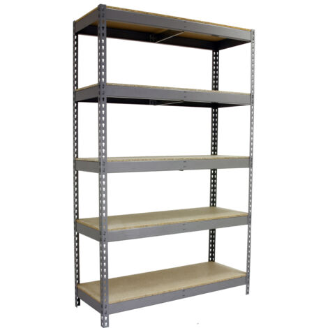 Estantería metálica sin tornillos SIMONRACK de 5 estantes (300x150x60cm) GRIS Y MADERA (1/5)