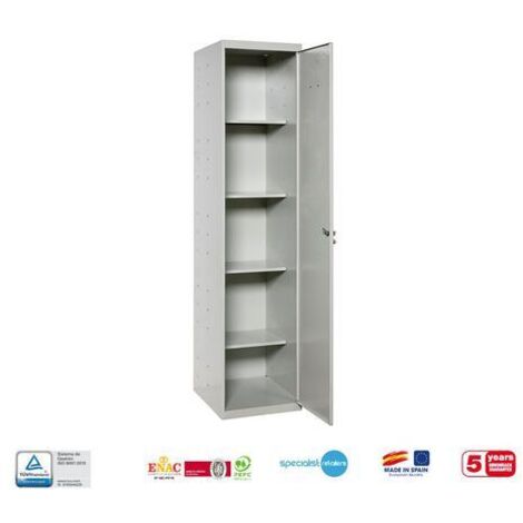 Armario metálico SIMONLOCKER de 4 estantes (180x40x40cm) GRIS TAQUILLA