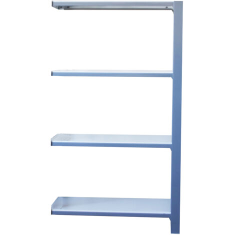 Estantería metálica sin tornillos OFFICLICK de 4 estantes (150x90x40cm) GRIS Y BLANCO