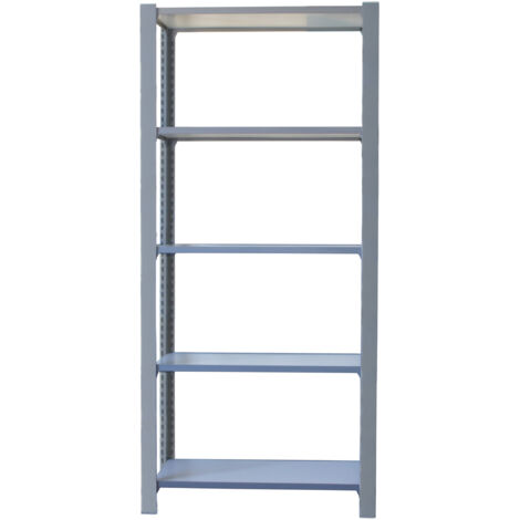 Estantería metálica sin tornillos OFFICLICK de 5 estantes (210x90x30cm) GRIS Y BLANCO