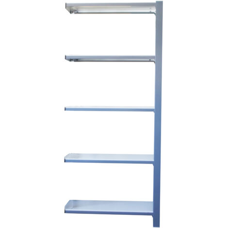 Estantería metálica sin tornillos OFFICLICK de 5 estantes (210x90x40cm) GRIS Y BLANCO