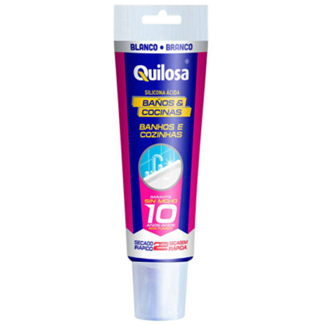 Tubo 100ml silicona baño cocina antimoho blanca quilosa (1/2)