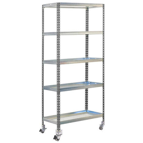 Estantería metálica sin tornillos SIMON GARDEN de 5 estantes (187,5x90x30cm) GRIS Y GALVANIZADO