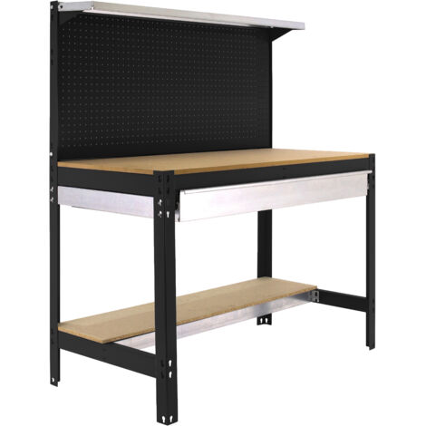 Banco de trabajo SIMONWORK de 3 estantes (144,5x91x61cm) ANTRACITA Y MADERA