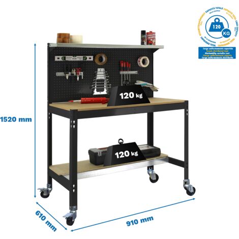 Mesa de Trabajo SIMONWORK con Ruedas BT 3 900 antracita/madera