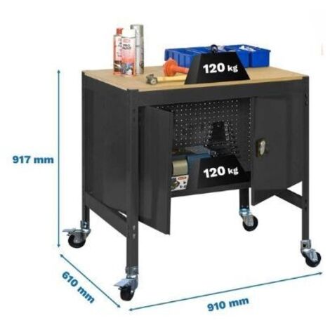 Mesa de Trabajo SIMONWORK con Ruedas BT 0 cabinet 900 antracita/madera
