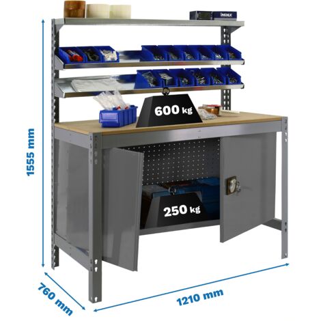 Mesa de Trabajo SIMONWORK BT 1 cabinet 1200 gris/madera (1/2)