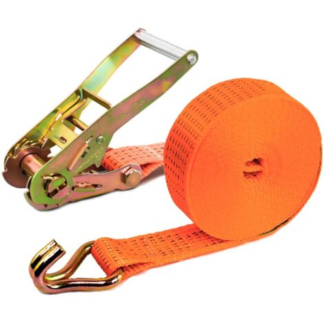 PONSA R50GC – Cincha de Amarre con Carraca 8 Metros (8m + 0,5m) con Gancho Cerrado – Amarre para Carga Resistencia Rotura 4000 kg (en Bucle) – Correas de Trinquete Cargas Pesadas Camión