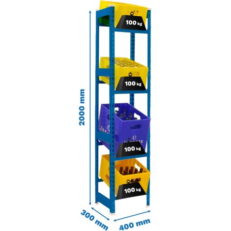Estantería SIMONBOTTLE 4-2000x400x300 azul (1/2)