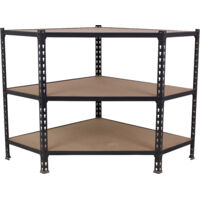 Estantería metálica sin tornillos SIMONCLICK de 3 estantes (90x90x30cm) ANTRACITA Y MADERA