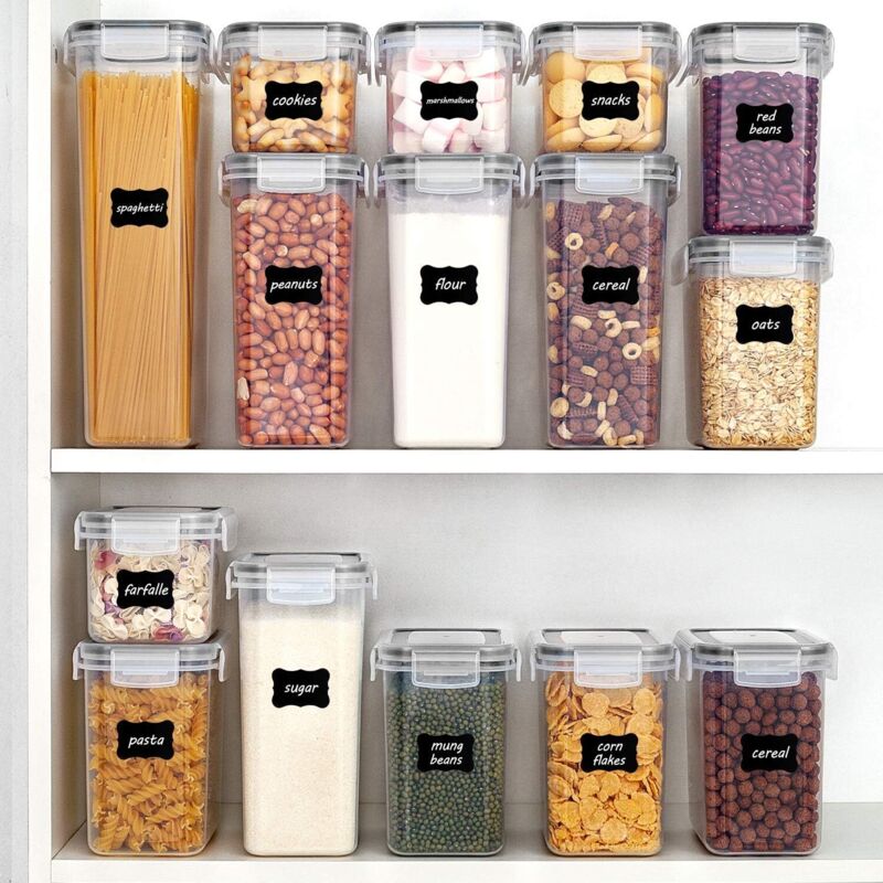 Pots De Stockage Alimentaire Transparents Avec Couvercles - Organisateur Garde-manger - 1.1L/1.8L/2.3L