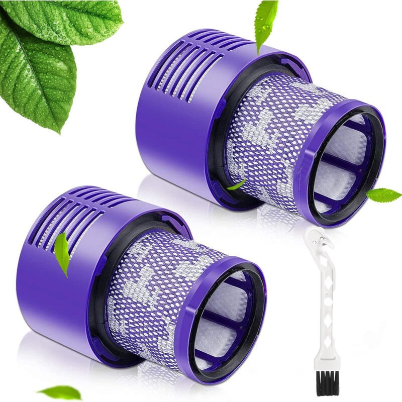 Lot de 2 Dyson Pour Série V10 Sv12 Lavables Rutilisables Filtre de Remplacement Brosse Filtre Dyson v10 Accessoire Pour Aspirateur (avec pinceau)