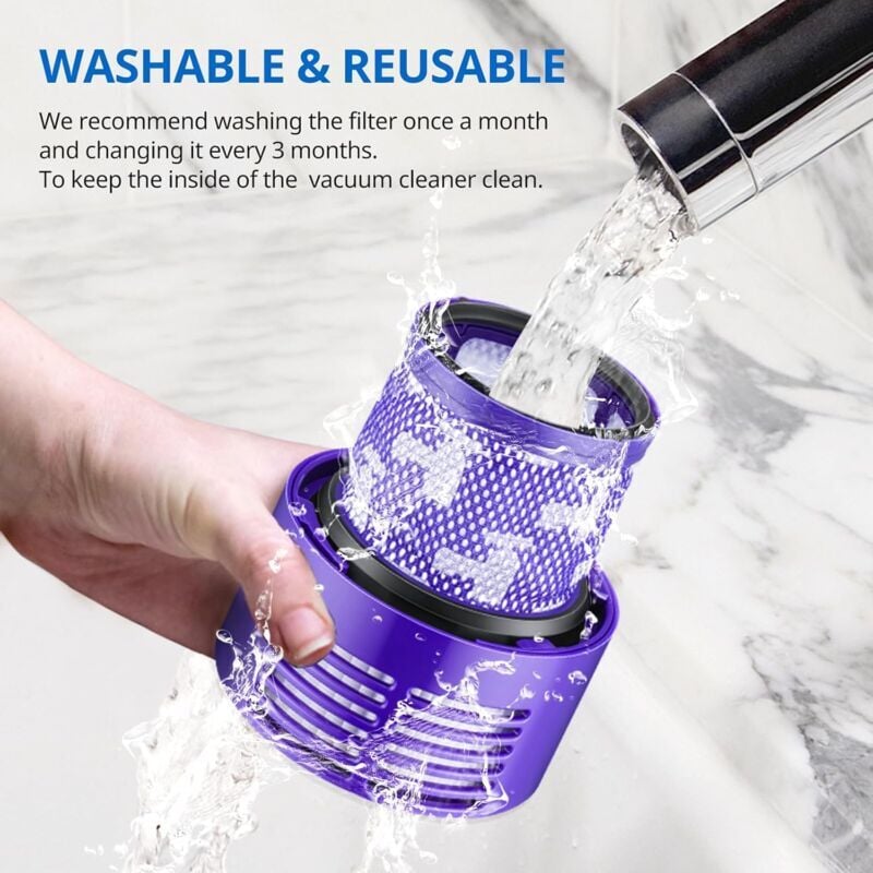 Lot de 2 Dyson Pour Série V10 Sv12 Lavables Rutilisables Filtre de Remplacement Brosse Filtre Dyson v10 Accessoire Pour Aspirateur (avec pinceau) 4