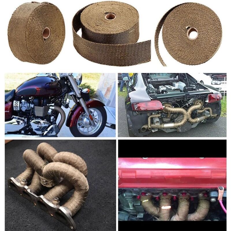 Bande Thermique Échappement - Isolation Moto/Voiture - Résiste Jusqu'à 2000°F - Avec Attaches Inox - PACEWALKER