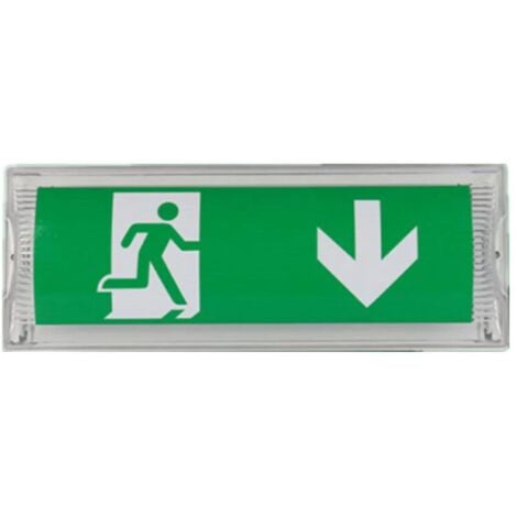 Lampe d'éclairage de secours à LED, avec batterie de secours jusqu'à 3 heures, Classe de protection : IP 65, Panneau d'indication de sortie/urgence, signe lumineux, Lumineux
