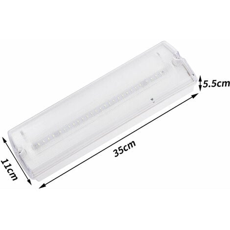 Lampe d'éclairage de secours à LED, avec batterie de secours jusqu'à 3 heures, Classe de protection : IP 65, Panneau d'indication de sortie/urgence, signe lumineux, Lumineux