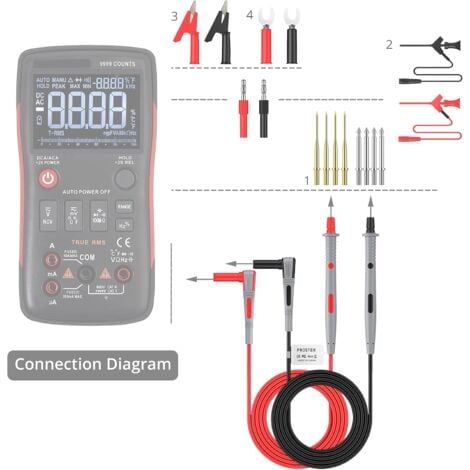 Kit de Câbles de Test Multi 21 en 1 Multimètre Électrique Câble Test avec Pinces Crocodile de Test Ressort Sonde Grabber Fiche Banane pour Tension Voltmètre pour Testeur Circuit Tension