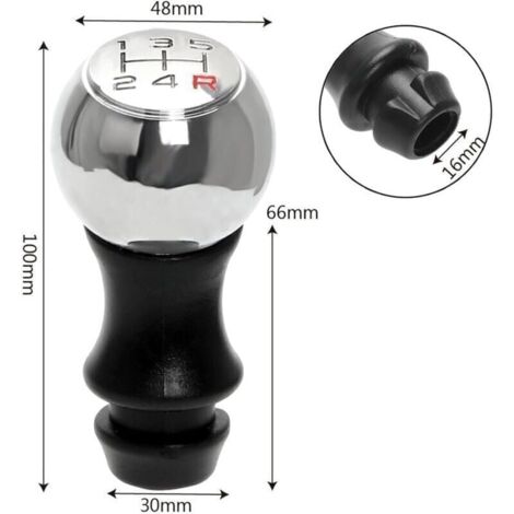 Pommeau de Levier de 5 Vitesses Manuelle pour Voiture 206 207 3008 etc/ C2 C3 C4 Picasso Berlingo Saxo (Argent)