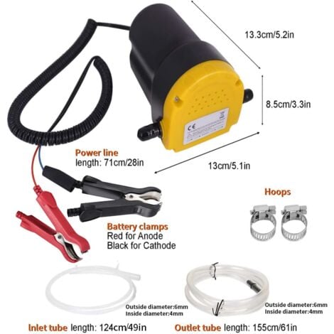 Pompe Diesel Pompe de Transfert 12V 80W Pompe Electrique Vidange Huile Moteur,Pompe à Huile Diesel pour Le Changement de Diesel d'extracteurs de Fluide de Voiture, Huile Moteur