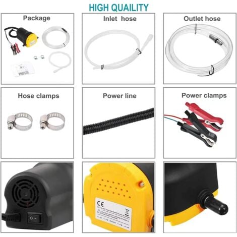 Pompe Diesel Pompe de Transfert 12V 80W Pompe Electrique Vidange Huile Moteur,Pompe à Huile Diesel pour Le Changement de Diesel d'extracteurs de Fluide de Voiture, Huile Moteur