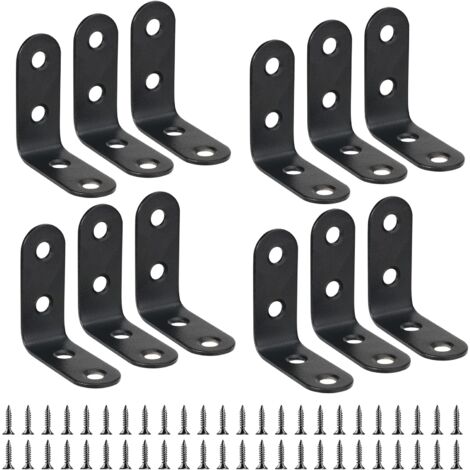 4 équerres De Fixation En Acier Carbone - Plaque De Réparation à 90°, Peinture Blanche