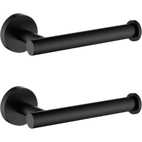 2 Pièces Porte Papier Toilette, Support Mural Rouleau Papier Toilette en Acier lnoxydable SUS304, Devidoir Papier Toilette Mural pour Salle de Bain et Cuisine, Noir Mat