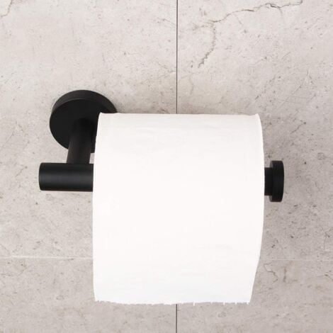 2 Pièces Porte Papier Toilette, Support Mural Rouleau Papier Toilette en Acier lnoxydable SUS304, Devidoir Papier Toilette Mural pour Salle de Bain et Cuisine, Noir Mat