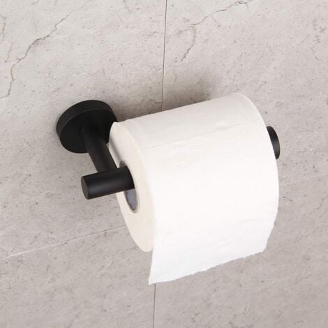2 Pièces Porte Papier Toilette, Support Mural Rouleau Papier Toilette en Acier lnoxydable SUS304, Devidoir Papier Toilette Mural pour Salle de Bain et Cuisine, Noir Mat