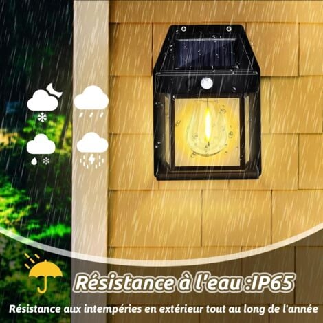 Lampe Solaire Exterieur, Lampe Murale Solaire avec Détecteur de Mouvement, 3 Modes Applique extérieure Murale Solaire, IP65 Imperméable, Pour Jardin, Balcon, Cour (4) [Classe énergétique A]
