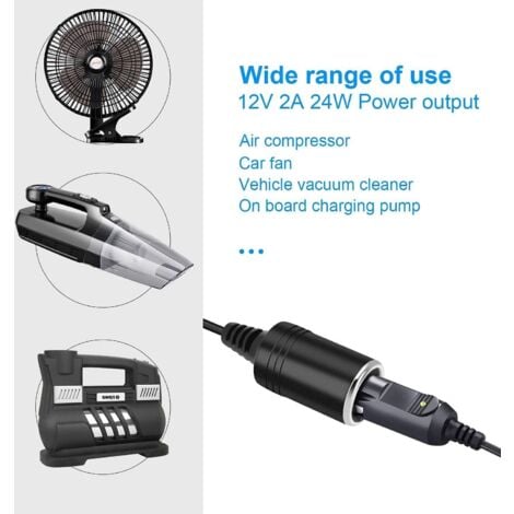 Adaptateur Prise Allume-Cigare 12V 2A, Convertisseur Adaptateur AC/DC pour système de Navigation, convertisseur de Courant, convertisseur de