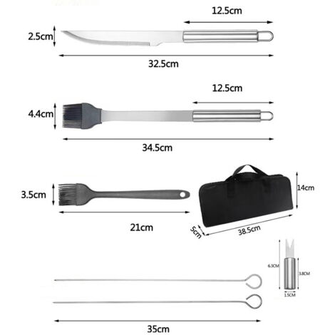 Kit BBQ 11 Pièces En Acier Inoxydable - Ustensiles Professionnels Pour Grill Avec Sac De Transport - Idéal Camping Et Pique-nique