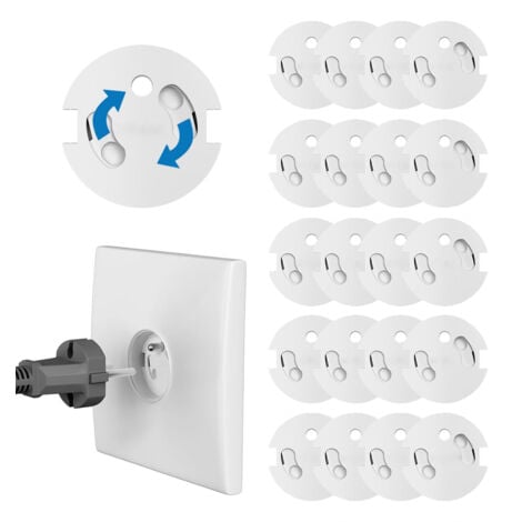 20Pcs Cache Prise Bébé Français - Révolutionnaire Protections Électrique  Mécanisme Tournant Adhésif 3M (sans Clés) pour la Sécurité Enfant domestique, Couvercle de la Prise Courant