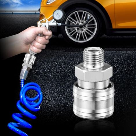 Raccord Rapide Pneumatique 1/4" BSP, 10 Pièces Embout Compresseur Air Européen, Raccord de Compresseur pour Tuyau Pneumatique
