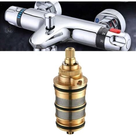 Cartouche Thermostatique et PoignéE en Laiton pour le Bain pour Mitigeur MéLangeur Barre de Douche Robinet Cartouche