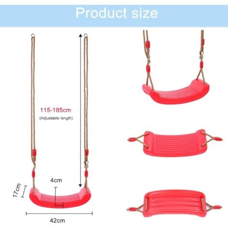 Balançoire Enfant Exterieur et Interieur, Balançoire en Plastique de Premier Choix, siège de balançoire résistant aux intempéries, balançoire Souple PE Rouge, Hauteur Réglable