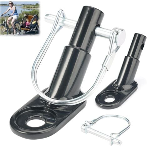 Attelage Remorque Velo,Connecteur Attache Adaptateur, Coupleur de Remorque de Vélo, D’Attelage de Remorque en Acier Adaptateur de Montage, Attelage de Remorque de Vélo pour Fret, Enfants et Chiens