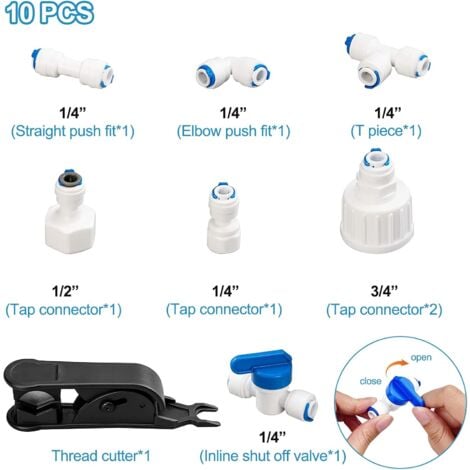 Matériau POM Tuyau Frigo Alimentation en eau, Kit de Universel Raccord pour Purificateur d'eau, Set de Raccordement pour Réfrigérateur Conduite Arrivée Connecteurs pour Osmose Inverse